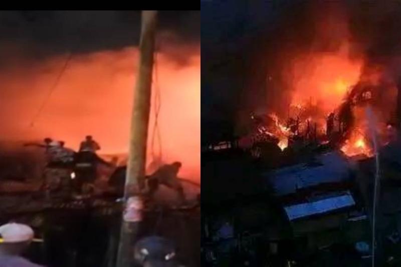 Photocollage of a fire incident in Mathare Slums.